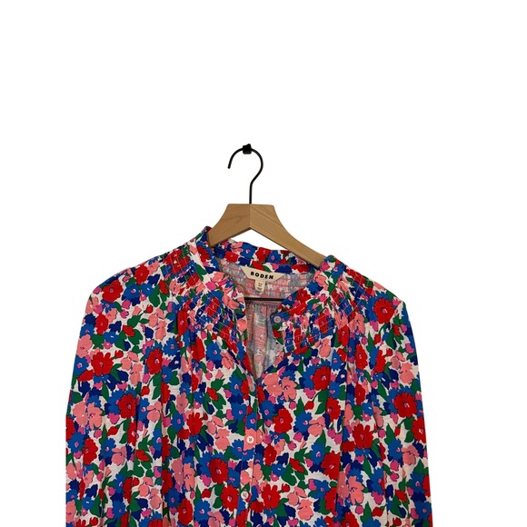 NWOT Boden | Fay Smocked Jersey Shirt Size 6 Floral Smocked Cotton/Modal - Picture 6 of 12
